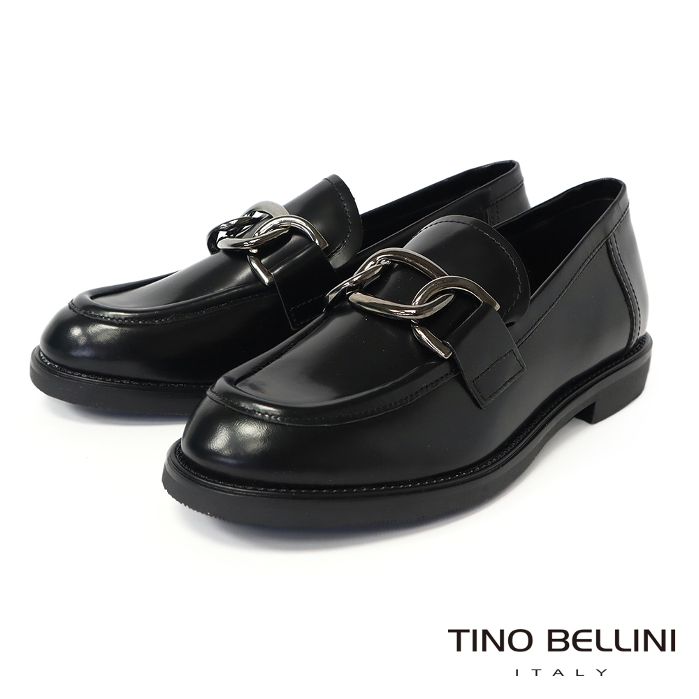 Tino Bellini 波士尼亞進口全真皮銀鍊樂福鞋FYLV036(黑色)