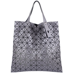 ISSEY MIYAKE 三宅一生 BAOBAO 灰色皮質三角格10x10手提包