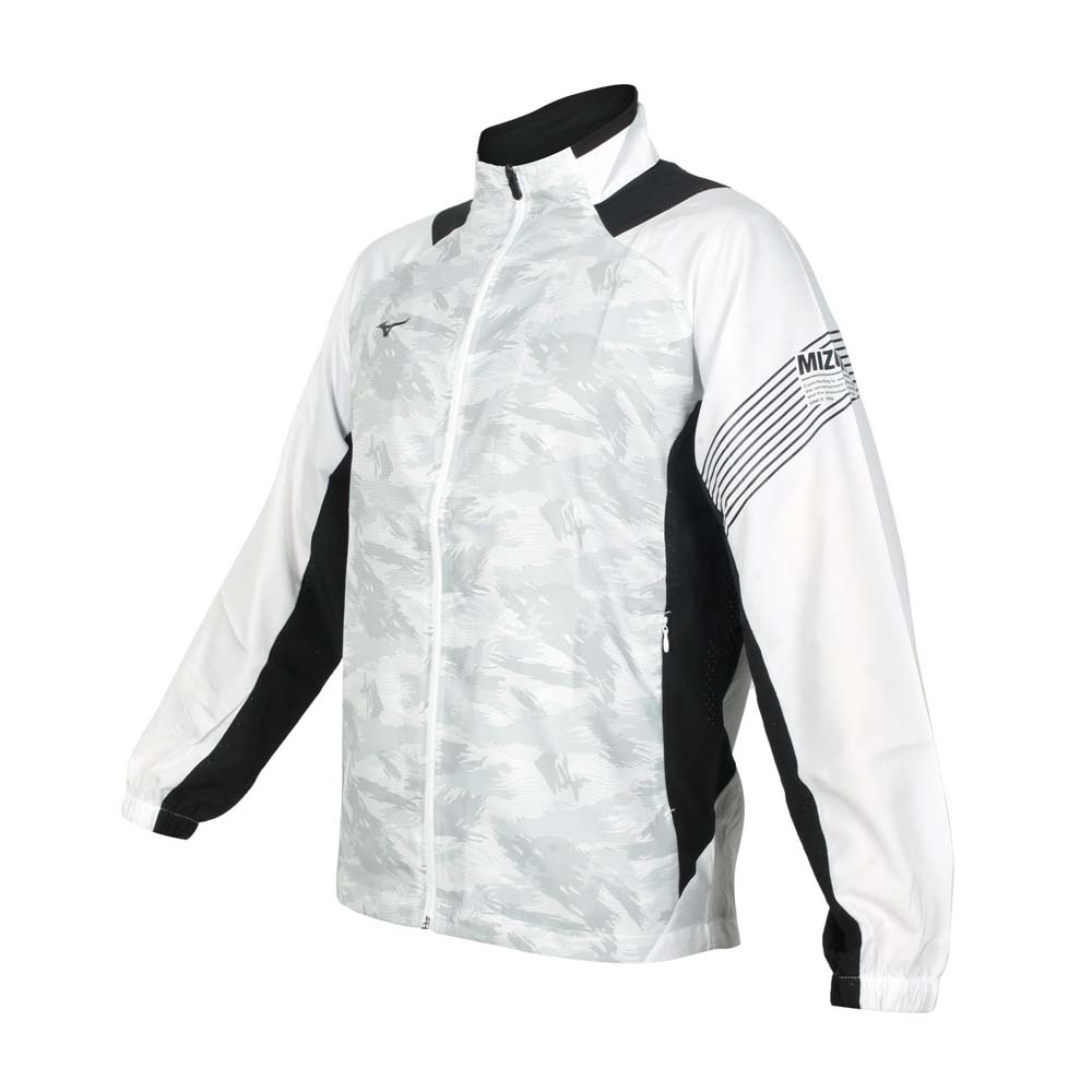 MIZUNO 男平織運動外套-立領外套 抗UV 慢跑 路跑 上衣 美津濃 32TC208201 白灰黑