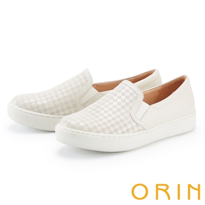 ORIN 真皮簍空舒適厚底休閒便鞋 白色