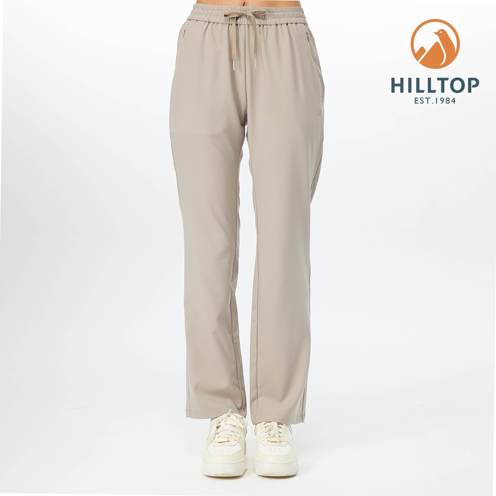 Hilltop 山頂鳥 Ultra Comfort Summer 女款吸濕快乾抗UV鬆緊帶舒適彈性長褲 PS07XFL9 卡其