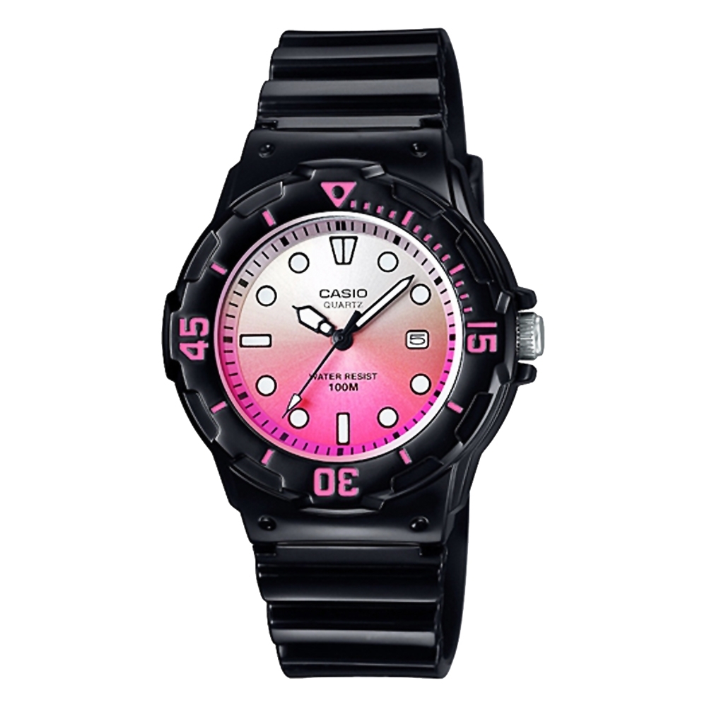 CASIO 卡西歐 清涼海洋風女錶 新春送禮-漸層粉x黑 LRW-200H-4EVDR