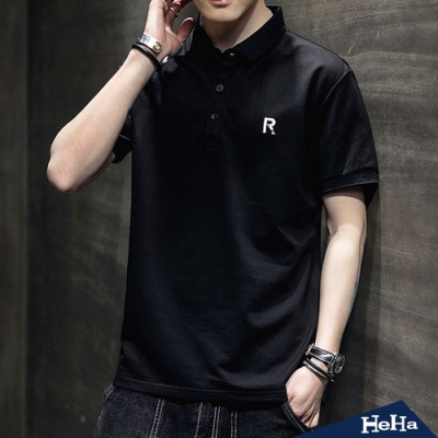 R字母簡約翻領POLO衫 四色-HeHa