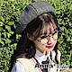 AnnaSofia 暖絨隱直紋 毛呢畫家帽貝蕾帽(深灰系) product thumbnail 1