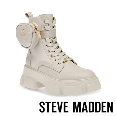 STEVE MADDEN-TANKER-H 愛心綁帶厚底休閒靴-米杏色