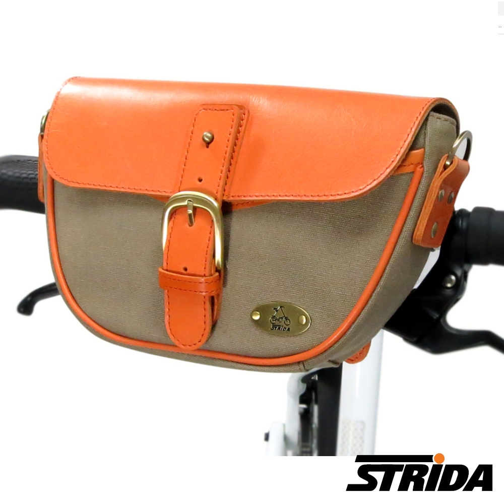 STRiDA速立達 真皮可側背可裝在手把休閒包-橘