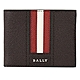 BALLY TEVYE 品牌經典條紋拼接小牛皮6卡對開短夾(深棕) product thumbnail 1