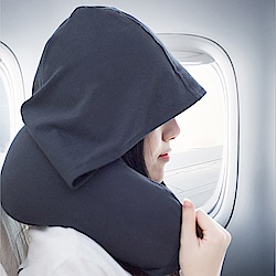 PUSH!旅遊用品飛機帶帽旅行枕U型頸枕S66