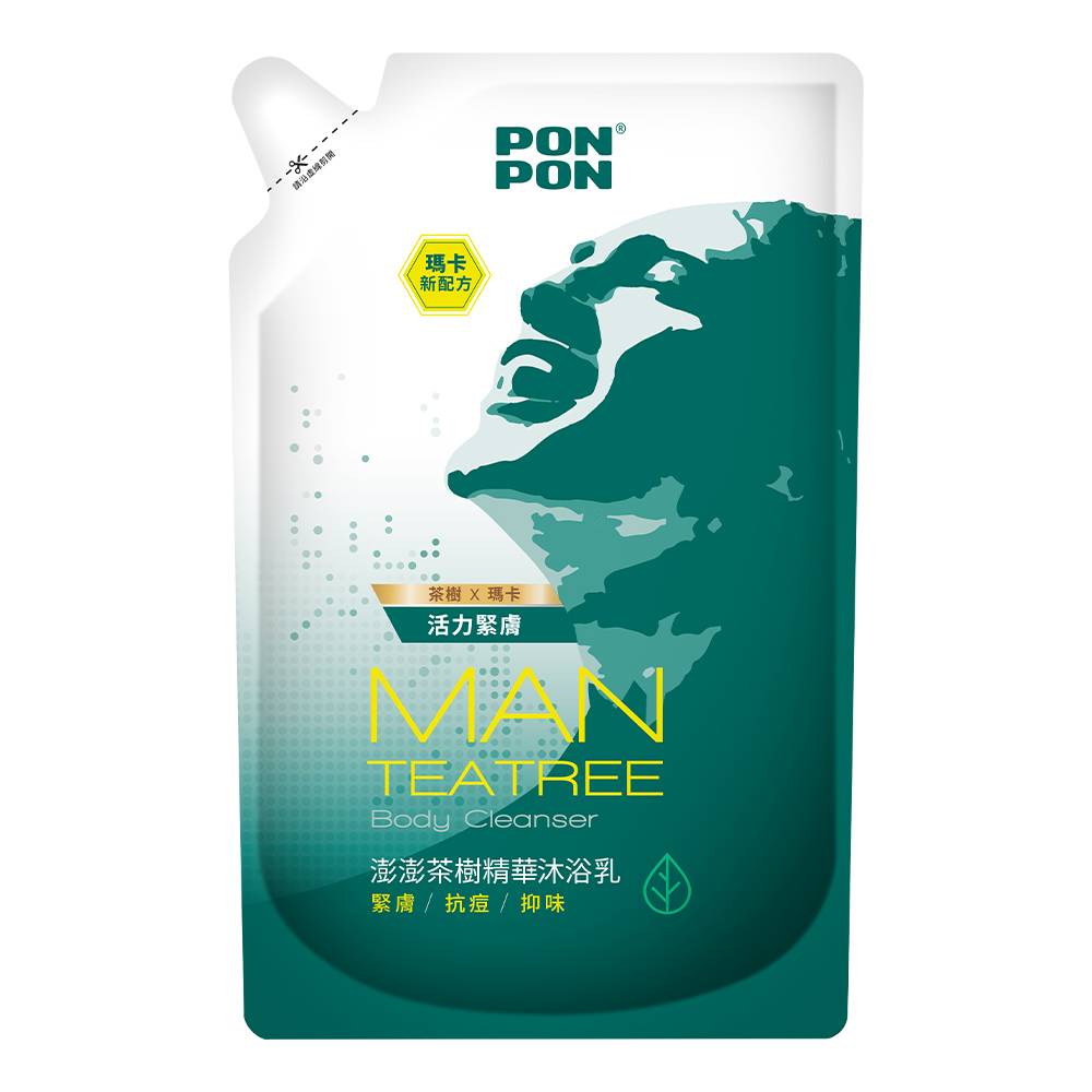 澎澎MAN 茶樹精華沐浴乳-補充包700g