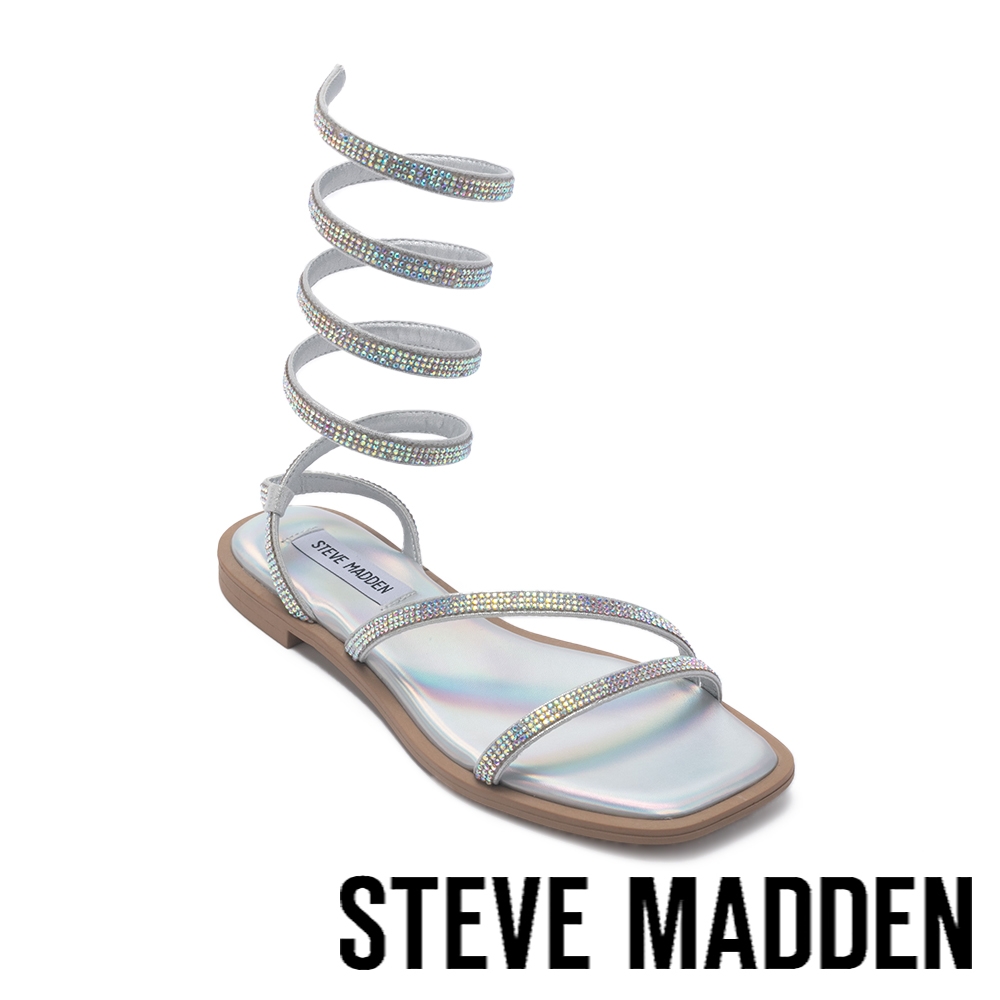 STEVE MADDEN-AZARIA 鑽面平底羅馬鞋-銀色