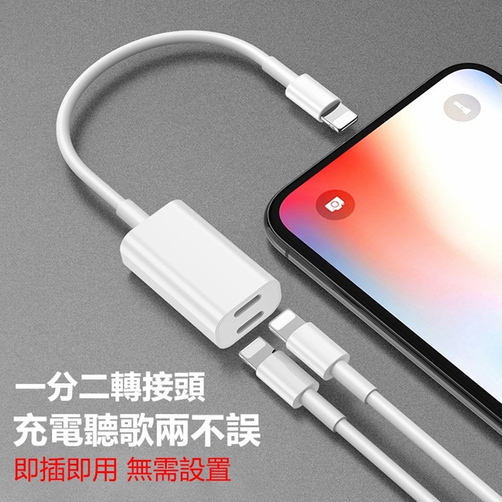 一分二音頻線 雙轉接頭 雙轉接 二合一 iPhone 蘋果 耳機 轉接線 現貨