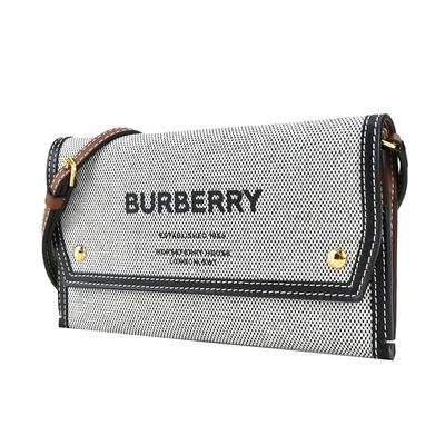 BURBERRY Horseferry系列刺繡LOGO 帆布斜背包(米)