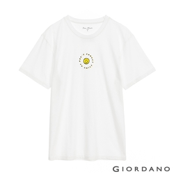 GIORDANO 男裝笑臉印花短袖T恤 - 22 皎白