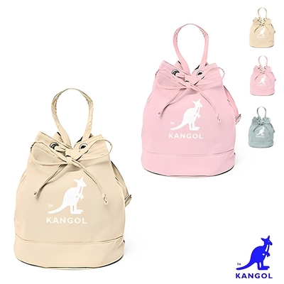 KANGOL - 英國袋鼠經典粉嫩馬卡色手提肩背束口水桶包-共3色