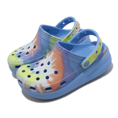 Crocs 涼拖鞋 Classic Tie Dye Cutie Clog K 童鞋 中童 氧氣藍 彩色 紮染萌萌 2080834KT