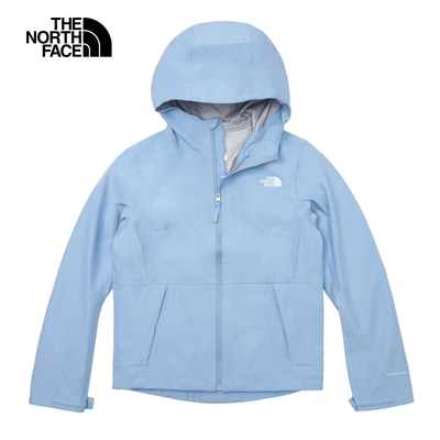 【The North Face 官方旗艦】北面女款藍色防水透氣連帽衝鋒衣｜83TRQEO