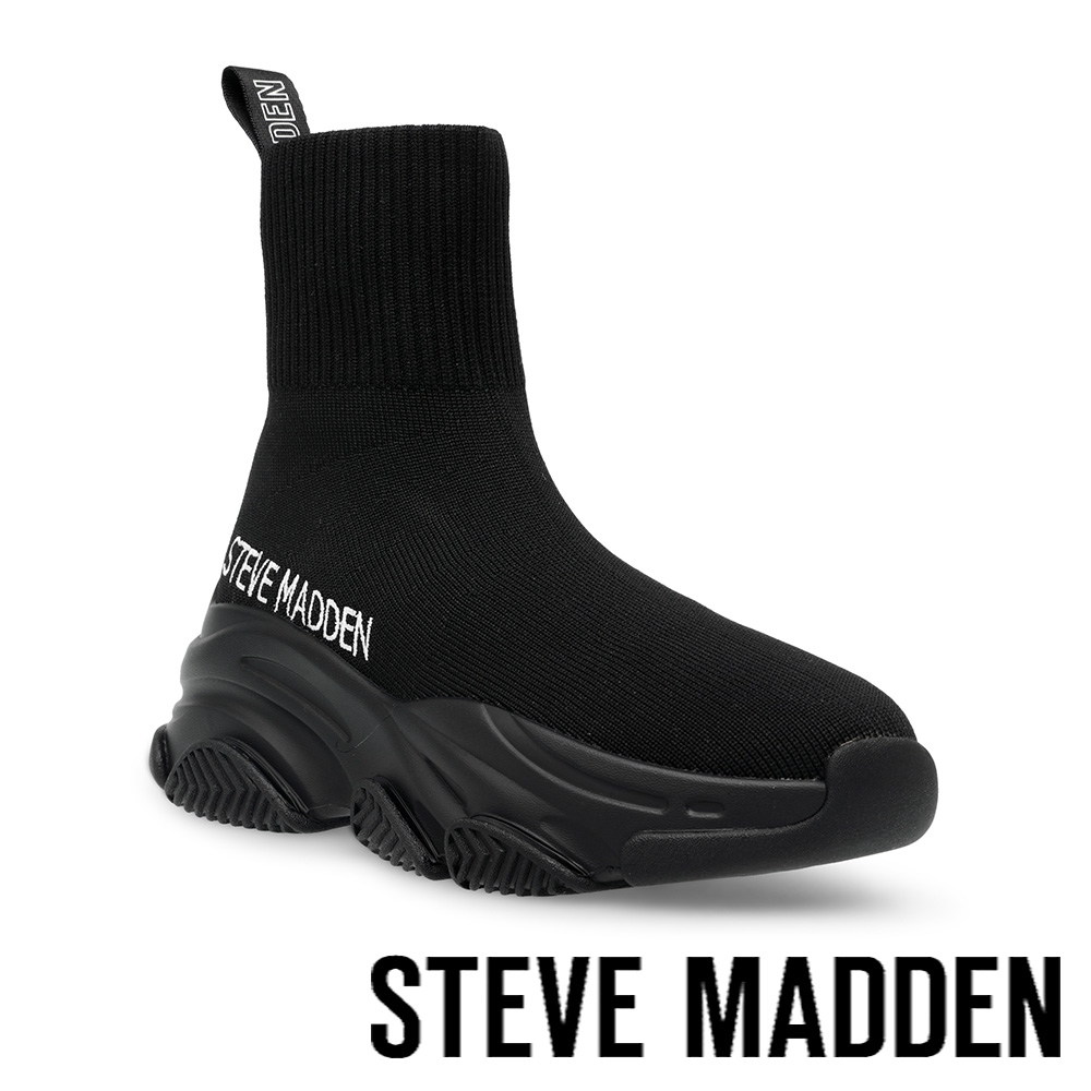 STEVE MADDEN-PRODIGY 織布素面襪套休閒鞋-黑色