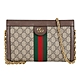 【GUCCI 古馳】503877 經典Ophidia系列GG LOGO織帶皮革磁釦手拿/斜背包 product thumbnail 1