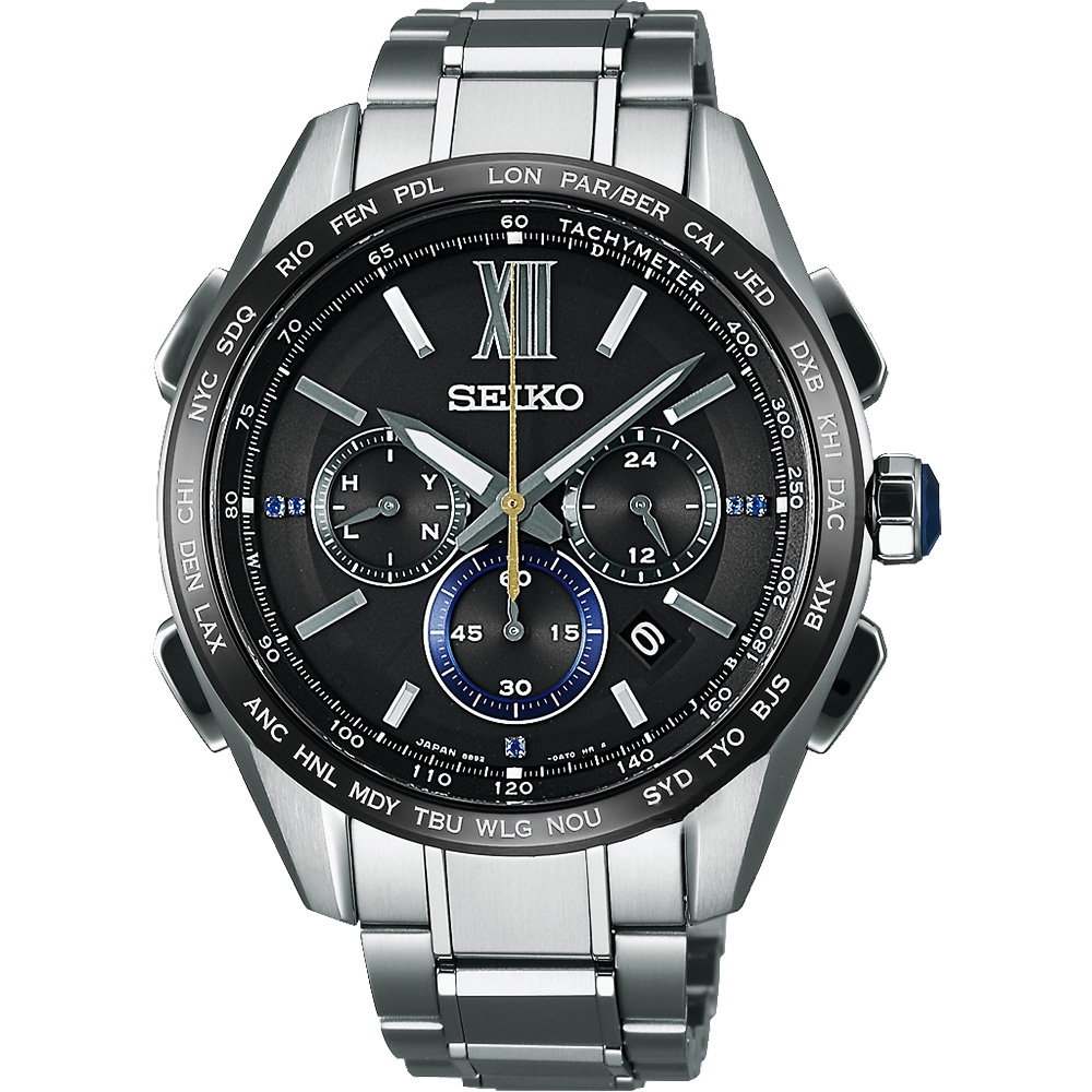 SEIKO 精工 BRIGHTZ 時尚限量鈦金屬太陽能電波腕錶-男錶(SAGA225J)44mm SK008