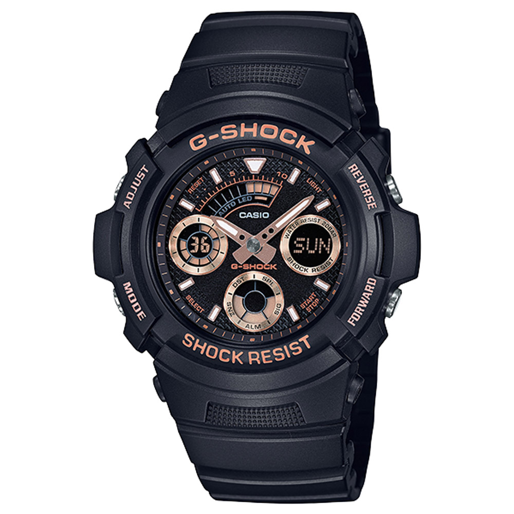 G-SHOCK 極速強悍雙顯錶(AW-591GBX-1A4)-玫瑰金/46.4mm