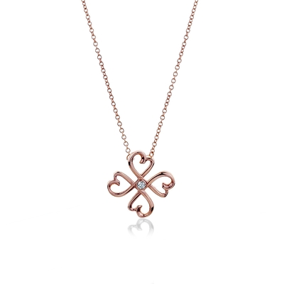 二手品 Tiffany&Co. 愛情幸運心鑲鑽石18K玫瑰金項鍊