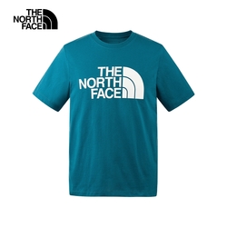 【The North Face 官方旗艦】北面男款藍色吸濕排汗舒適透氣大尺寸LOGO休閒短袖T恤｜88GYO0X