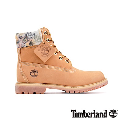 Timberland 女款小麥色磨砂革花型圖案鞋領六吋靴|A22AY