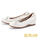 ORIN 細版蝴蝶結絲綢羊皮中跟鞋 白色 product thumbnail 1