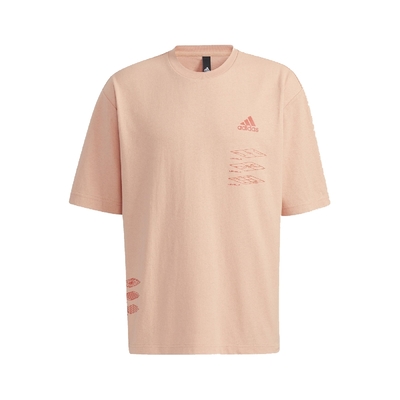 adidas T恤 Street RLX Game Tee 男款 愛迪達 棉質 寬鬆 Oversize 粉 橘 H40192