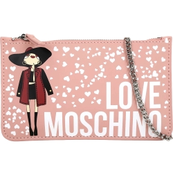 LOVE MOSCHINO 時尚女孩印花手拿/鍊帶包(粉色)