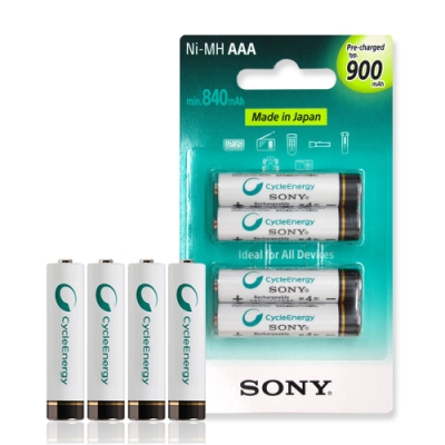 SONY 低自放4號新型900mAh充電電池(4顆入)
