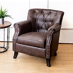 Boden-查理曼美式復古風仿舊皮沙發單人座椅