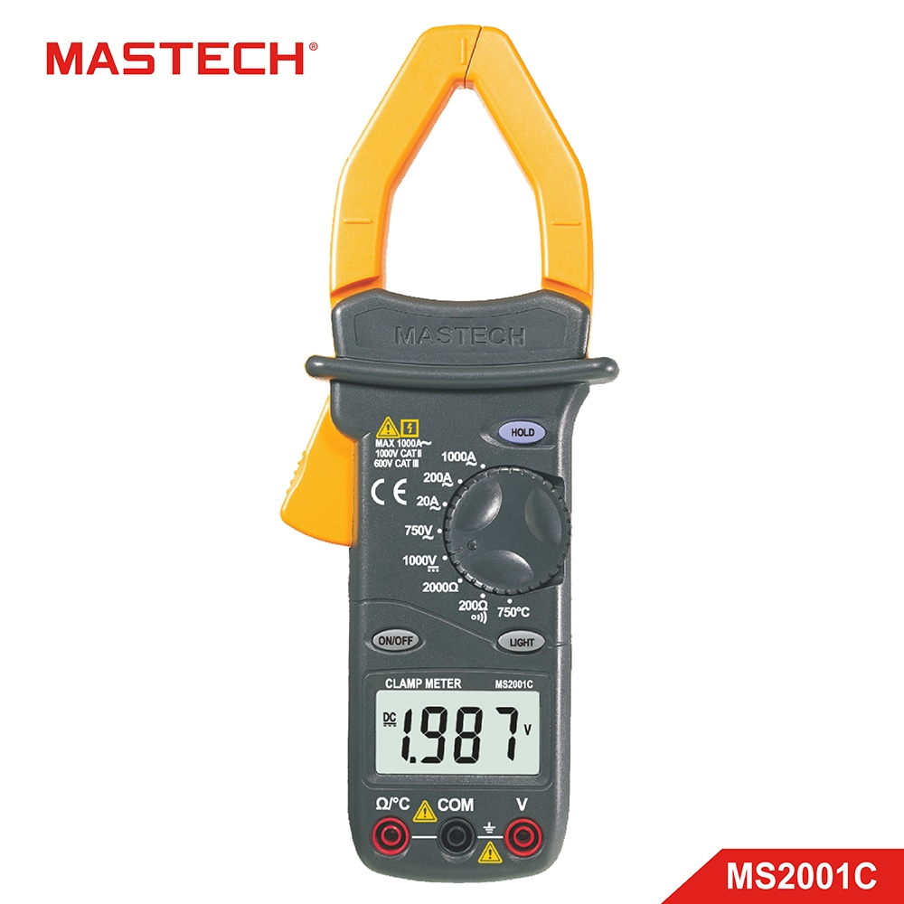 MASTECH 邁世 MS2001C 42mm 數字鉗形萬用表 1000A 可接觸測溫