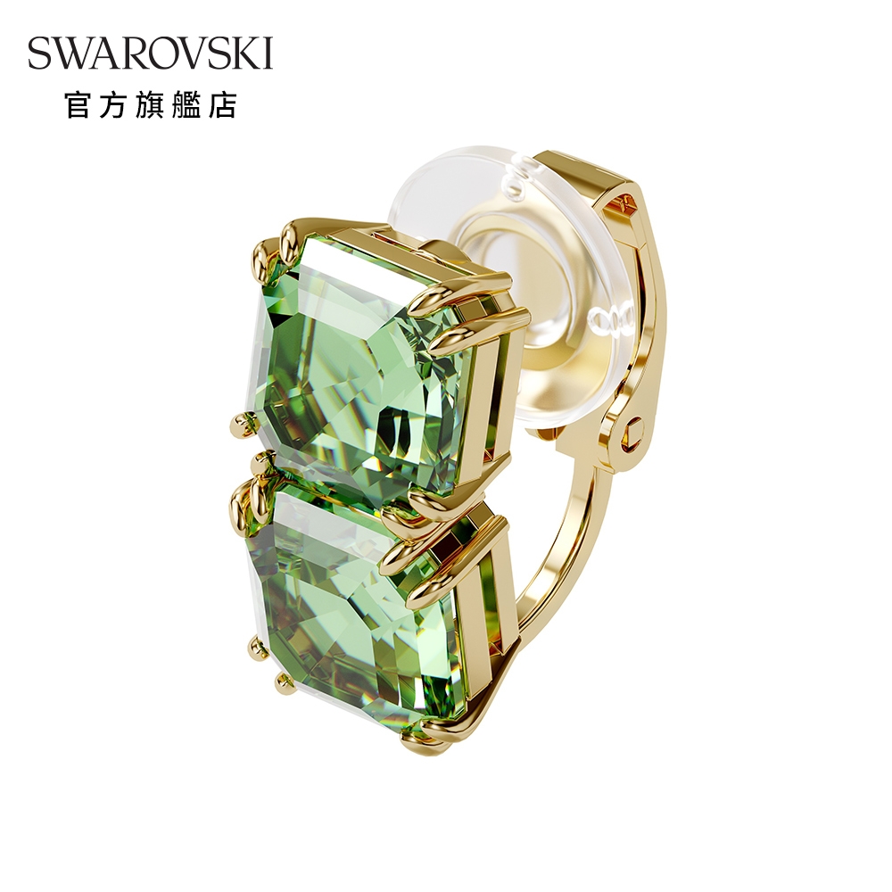 SWAROVSKI 施華洛世奇 MILLENIA 淡金色綠水晶單顆耳骨夾