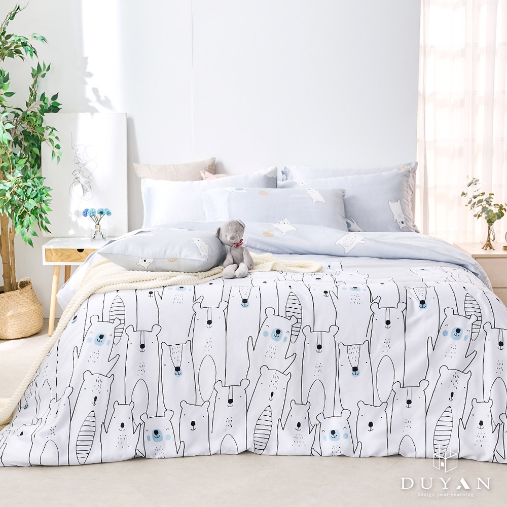 DUYAN竹漾-100%頂級萊塞爾天絲-雙人床包被套四件組-悠遊樂熊 台灣製