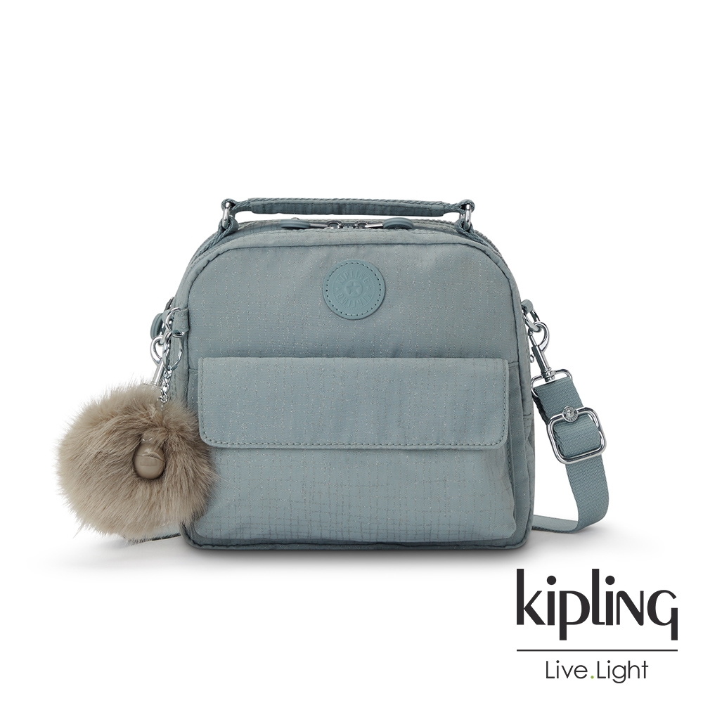 Kipling 質感鼠尾綠線條壓紋兩用側背後背包-CANDY