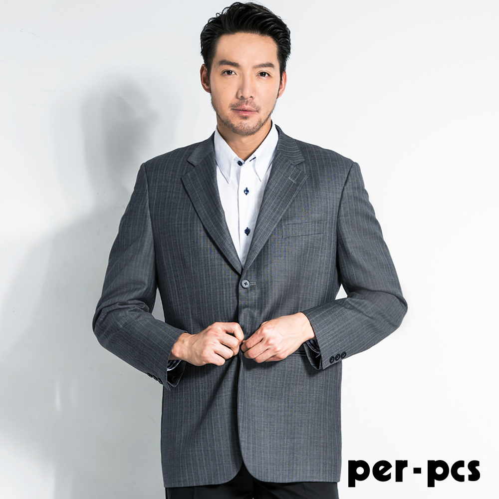 per-pcs 商務質男直條紋修身西裝外套(707319)