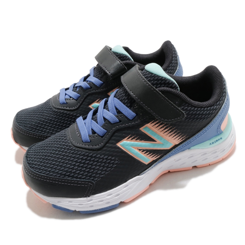 New Balance 休閒鞋 680 Wide 寬楦 運動 童鞋 紐巴倫 透氣 舒適 魔鬼氈 球鞋 中童 黑 藍 YA680BB6W