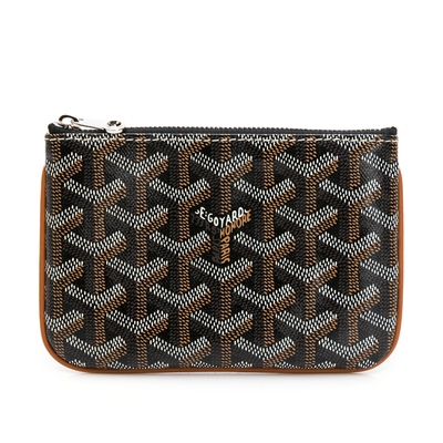 【GOYARD 高雅德】 GOYARD 老花零錢包 (棕邊+內黃)