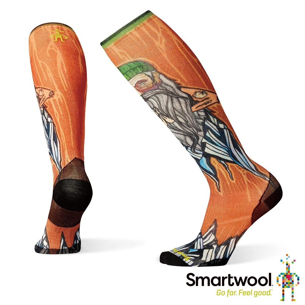 官方直營 Smartwool PhD滑雪超輕量減震PRINT高筒襪-山中智者 荳蔻褐