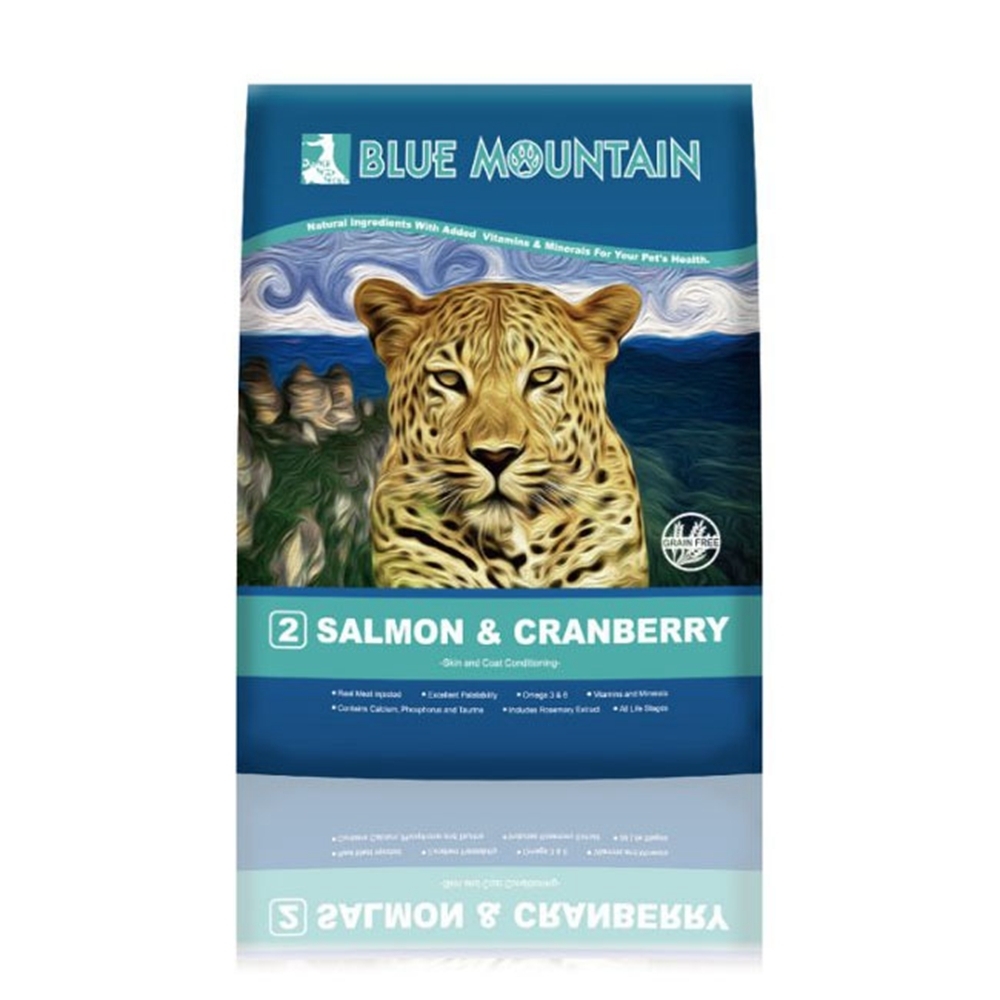 Blue Mountain荒野藍山-無穀專用配方糧-皮毛保健-鮭魚+蔓越莓(貓食)14 lbs(購買第二件贈送寵物零食x1包)