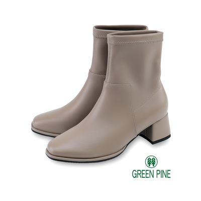 GREEN PINE低溫必穿多肉太太推薦超顯瘦彈力粗跟短筒襪靴咖色(00187303)