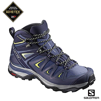 Salomon 寬楦中筒登山鞋 GORETEX防水 女 X ULTRA 3藍