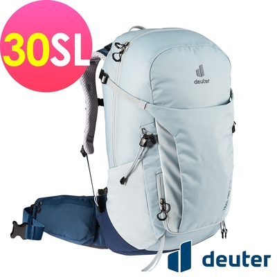 【deuter 德國】TRAIL PRO 30SL輕量拔熱透氣背包3441021白錫/藍/戶外休閒包/健行包/登山包*