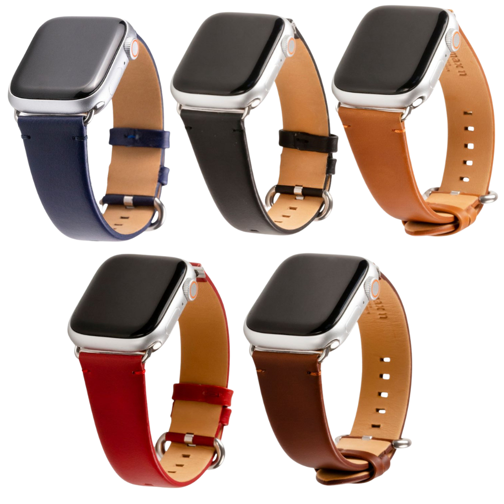 【n max n 台灣設計品牌】Apple Watch 智慧手錶錶帶/雅致系列/皮革錶帶 42mm - 49mm 五色任選