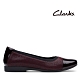 Clarks UN 漆皮鞋頭壓紋設計平底鞋 紫紅色 product thumbnail 2