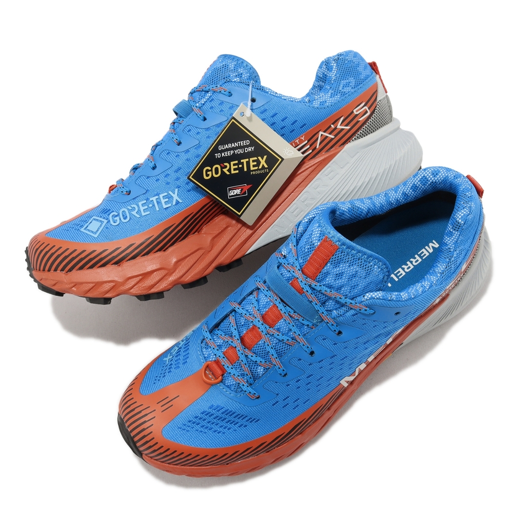 Merrell 戶外鞋Agility Peak 5 GTX 男鞋女鞋藍橘防水黃金大底郊山登山