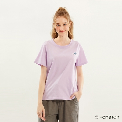 Hang Ten-女裝-COMFORT FIT純棉航海海浪印花短袖T恤-淺紫