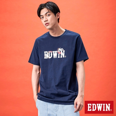 EDWIN 網路獨家 聊天插畫LOGO短袖T恤-中性-丈青色