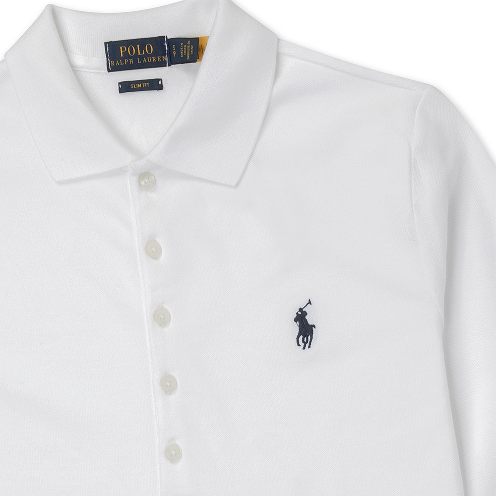 Polo Ralph Lauren 年度熱銷刺繡小馬長袖POLO衫(SLIM FIT)(女)-白色| T